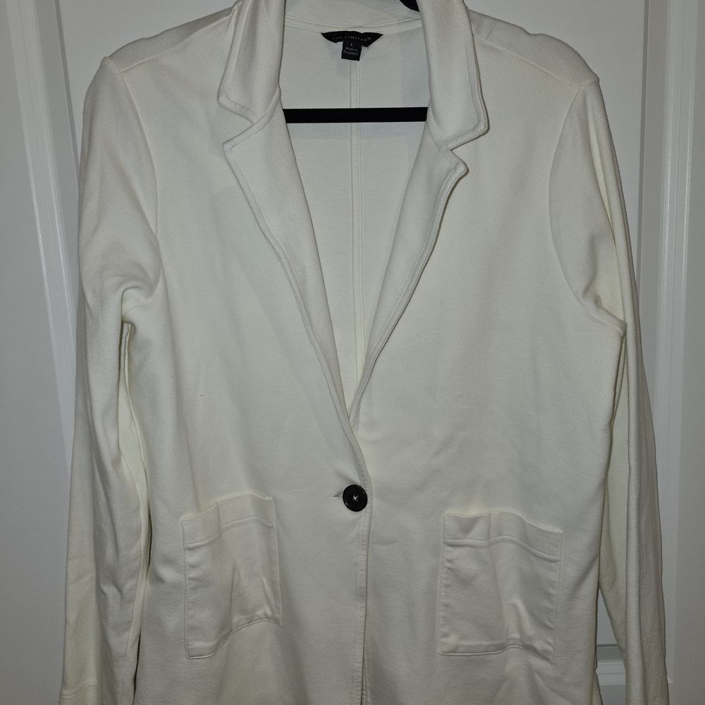 The Limited Cream Sweatshirt Blazer Large Womens Cotton Modal One Button Close